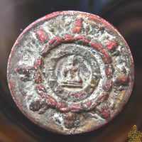 Grande amulette / tablette votive de Jatukham Rammathep et Phra Rahu en céramique céladon avec feuille d’or