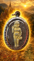 Old unfired clay Khuman Thong amulet of fortune – Origin unknown