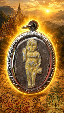 Ancienne amulette Khuman Thong de fortune en terre crue – Origine inconnue