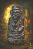 🐯 Amulette Lersi ancienne en résine végétale noire