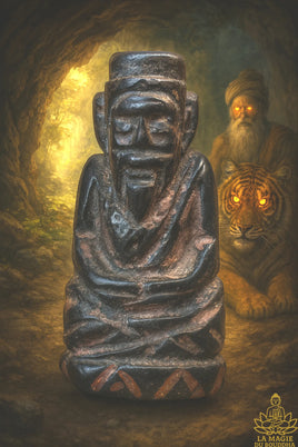 🐯 Amulette Lersi ancienne en résine végétale noire