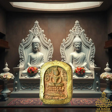 Rare amulette ancienne Bouddha sur porc épic - Très Vénérable Luang Phor Parn du Wat Bang Nom Kho La Magie du Bouddha.
