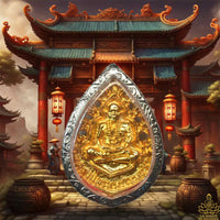 🍃 Amulette dorée Luang Phor Phromma Kémajaro – Wat Hin Panang Koi (édition 1994)