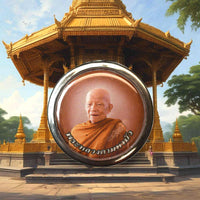 Amulette portrait de Luangta Mahābua – Relique de bétel mâché (pièce rare) La Magie du Bouddha.