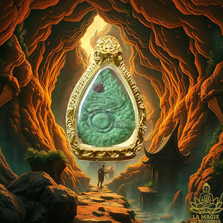 Amulette Nâga verte du sanctuaire de Kham Chanot La Magie du Bouddha.