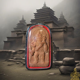 Amulette Népalaise du dieu éléphant Ganesh debout - tablette votive en terre cuite. La Magie du Bouddha.