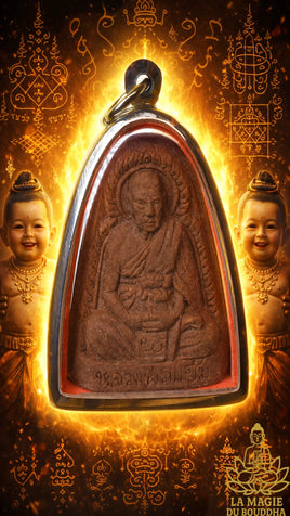 Amulette Roop Lor (première édition) du très vénérable Phra Ajarn Yem du Wat Sam Ngam La Magie du Bouddha.