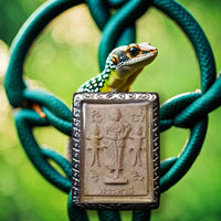 Amulette Phra Buakhem et Phra Siwali avec deux gecko – Vénérable LP PIchet du Wat Khokmor Lopburi (Roon Trimas 52 – 2009)
