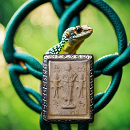 Amulette Phra Buakhem et Phra Siwali avec deux gecko – Vénérable LP PIchet du Wat Khokmor Lopburi (Roon Trimas 52 – 2009)