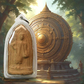 Amulette ancienne Phra Siwali en terre cuite (Udon Thani, env. 50 ans)