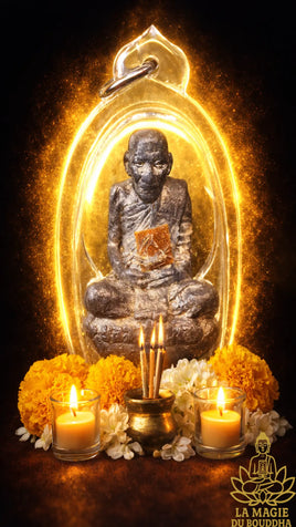 🌟 Amulette portrait Roop Lor (1ère édition) - Très Vénérable Luang Phor Kallong du Wat Khao Lem La Magie du Bouddha.