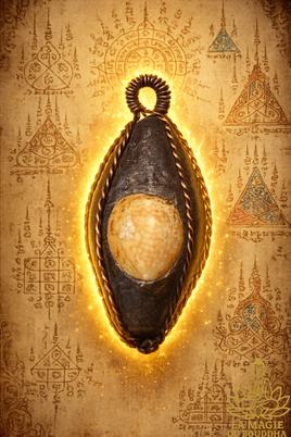 Ancienne amulette protectrice Bia Gae du Très Vénérable Luang Pho Kham du Wat Pho Plam La Magie du Bouddha.