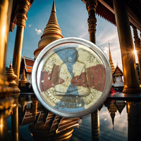 Grande amulette tricolore de Somdej Toh Phrommarangsi bénie en 2007 La Magie du Bouddha.