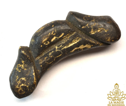 Très ancienne amulette Palat Khik double tête en bois sculpté La Magie du Bouddha.