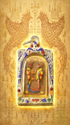 Petite amulette Salika Kru peinte à la main et consacrée par le Vénérable Phra Kruba Krissana La Magie du Bouddha.