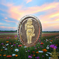 Old unfired clay Khuman Thong amulet of fortune – Origin unknown