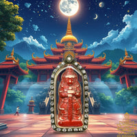 Amulette protectrice ancienne Tao Wessuwan en céramique rouge La Magie du Bouddha.