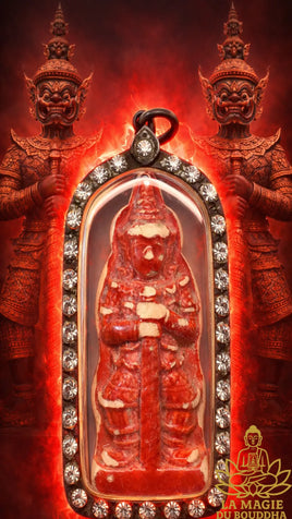 Amulette protectrice ancienne Tao Wessuwan en céramique rouge La Magie du Bouddha.