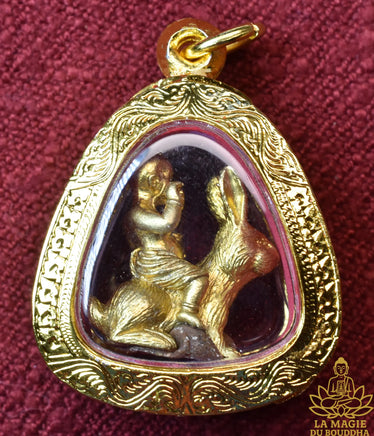 Amulette Khuman Thong Jao Khun Riak Sap Roon Raek sur lapin - Wat Phangdan Khuankhanun (2023) La Magie du Bouddha.
