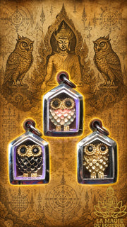 Amulettes hiboux sacrés Nok Hou - Vénérable Phra Ajarn Song La Magie du Bouddha.