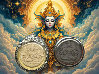 Amulettes Tibétaines de Tara blanche et Nagarjuna - Wat Boman Khunaram. La Magie du Bouddha.
