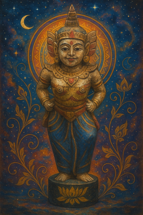 Apsara balinaise en bois peint – Statuette artisanale fin XXe siècle La Magie du Bouddha.