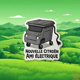 Satirical Citroën Ami Electric Sticker – French Automotive Humor