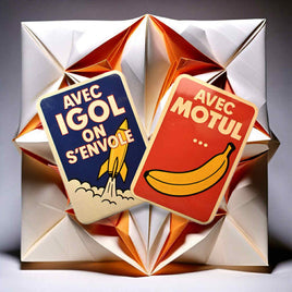 Funny retro stickers – With Igol we fly / With Motul… 🍌 (pair)