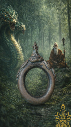 🐍 Bague ancienne Nâgas en bronze – Très Vénérable Luang Phor Imm du Wat Hua Khao La Magie du Bouddha.