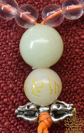 📿 Chapelet tibétain en perles de verre translucide et perles Ye Ming Zhu La Magie du Bouddha.