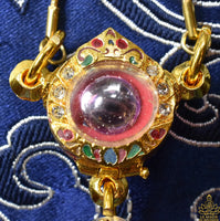 Collier sacré avec bille des Nâgas rose et Phra Pidta en sable du Mékhong (Wat Pochai – Udon Thani) La Magie du Bouddha.