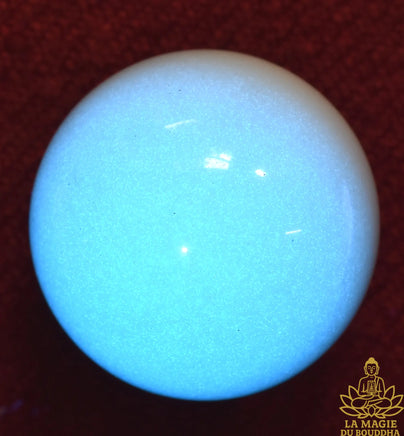 Boule de pierre sacrée chinoise fluorescente Ye Ming Zhu bleue La Magie du Bouddha.