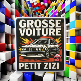 Autocollant humoristique BMW – Grosse Voiture Petit Zizi