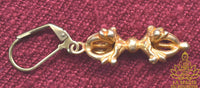 Boucle d’oreille dorje vajra en métal doré bijou sacré tibétain La Magie du Bouddha.