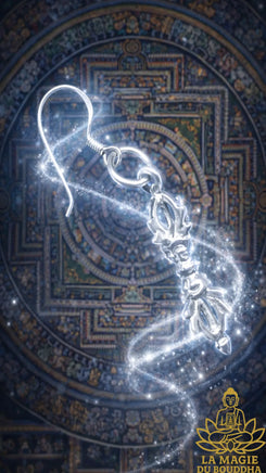 Boucle d’oreille Dorje en métal argenté pour pratiquant tantrique tibétain La Magie du Bouddha.