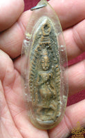 Amulette ancienne Phra Leela en terre cuite – Luang Phor Shuang Aphayo – Wat Chee Phakhao (Singburi)