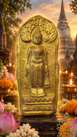 Ancient votive tablet of the Standing Buddha under the Bodhi tree