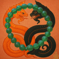 Bracelet en verre des Nâgas (couleur verte). La Magie du Bouddha.