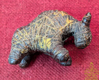 Rare antique Thai Voodoo Buffalo Kwai Tanoo statuette made of lacquered sacred earth and wrapped with Sai Sin