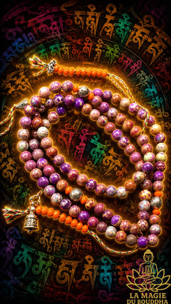 Chapelet mala tibétain en jaspe impérial La Magie du Bouddha.