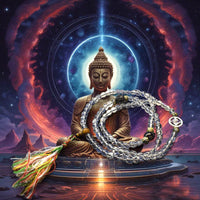 Chapelet Mala Tibétain en Cristal Spatika – Ornements Tigre et Dorje La Magie du Bouddha.
