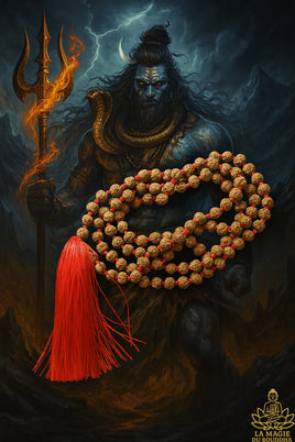 Chapelet Hindouiste en graines sacrées de Shiva Rudraksha.