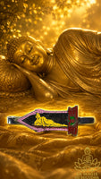 Vintage stainless steel tie clip with polychrome reclining Buddha