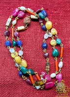 Collier népalais pour amulettes en laiton, pierres fines, perles et graines Rudraksha