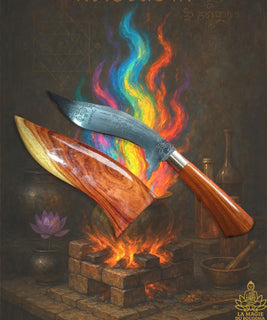 Grande dague rituelle Thaï Meedh Moh forgée en fer bleu magique Lek Namphi. La Magie du Bouddha.