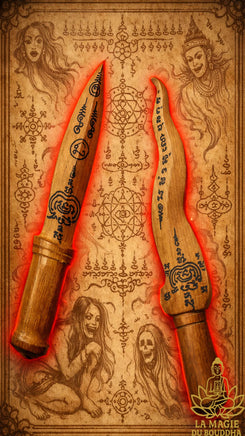 Dagues rituelles thaï Meedh Moh en bois sacré Mae Mongkhon – Lignée de Luang Phor Doem La Magie du Bouddha.
