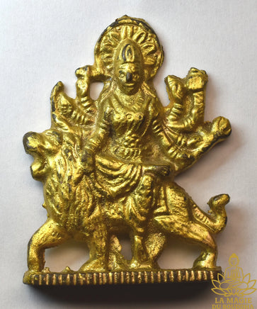 🔱 Statuette ancienne de la déesse Durga en bronze doré La Magie du Bouddha.