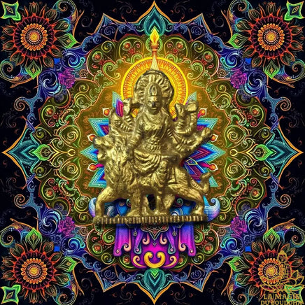 🔱 Statuette ancienne de la déesse Durga en bronze doré La Magie du Bouddha.
