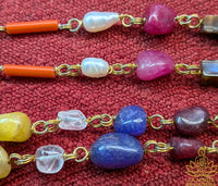Collier népalais pour amulettes en laiton, pierres fines, perles et graines Rudraksha