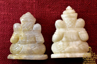 Statuettes de Ganesh en calcite jaune translucide et laiteuse La Magie du Bouddha.